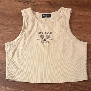 White Fox Boutique Tan Ribbed Crop Top